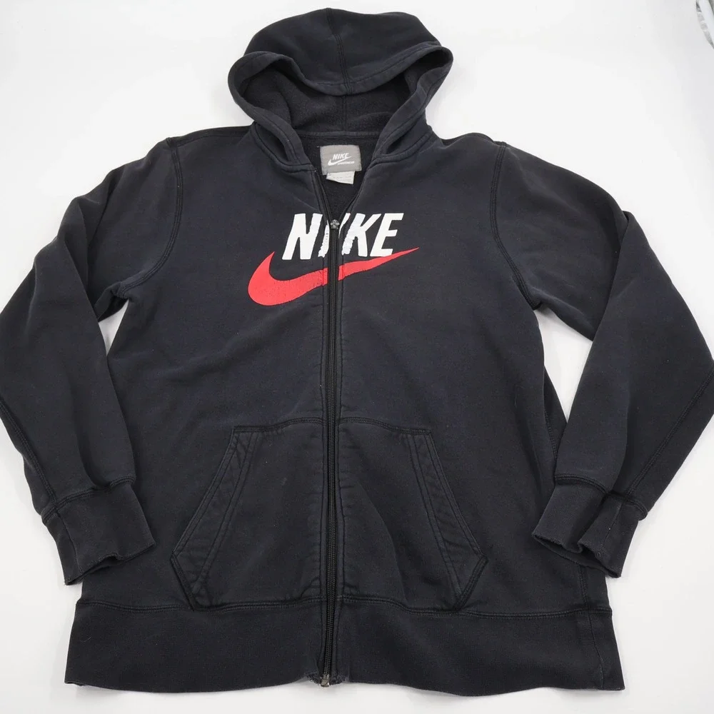Nike‎ Sportswear Full Zip Hoodie Boys XL 18-20 Black Red Futura Logo 341896-010